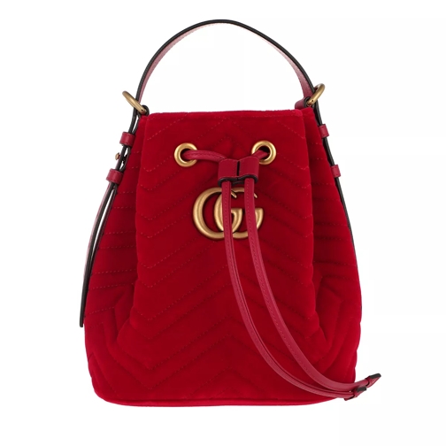 Gucci Marmont 2.0 Shoulder Bag Velvet Red Bucket Bag
