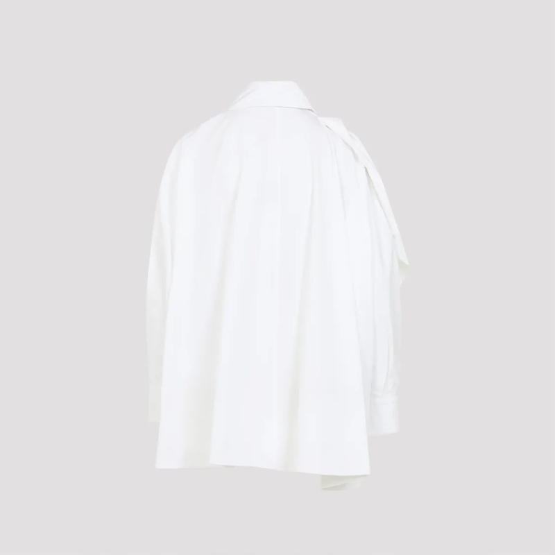 Givenchy Hemd Asymmetrical White Cotton Shirt With Draped Detail White