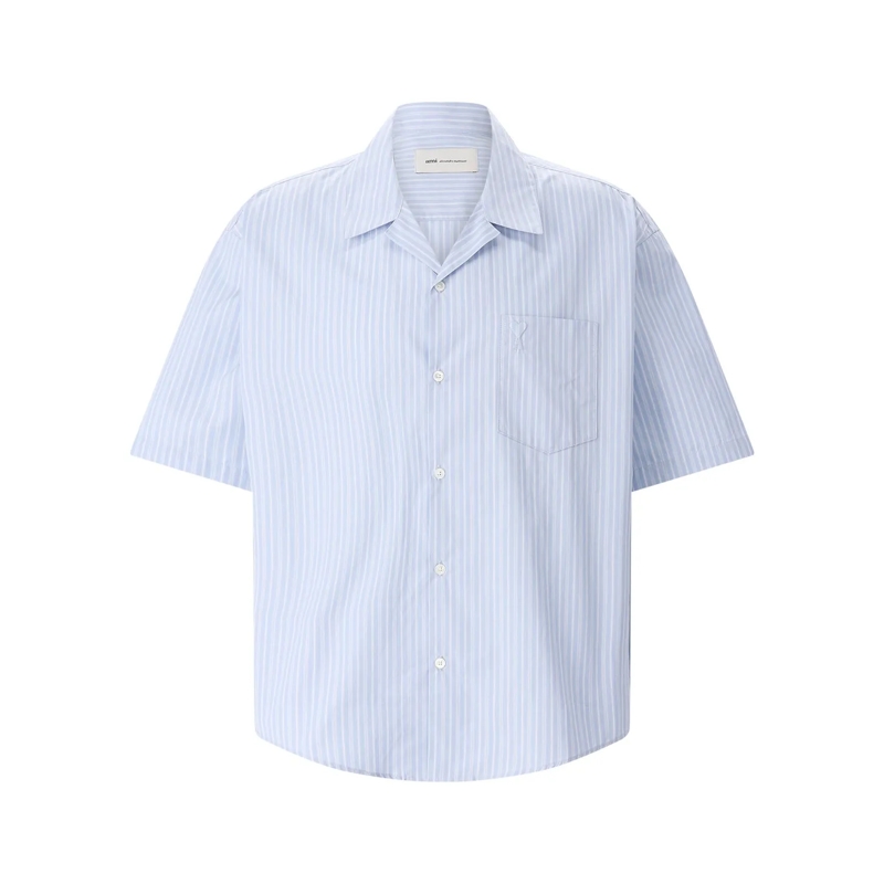 AMI Paris Hemd Light Blue Short-Sleeve Shirt With Pearl Accents Grey(Image 2)