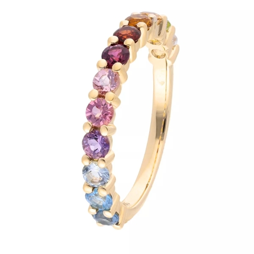 VOLARE Ring with 12 multicolor gemstones zus. approx. 1,6 Yellow gold 585 Anello pavé