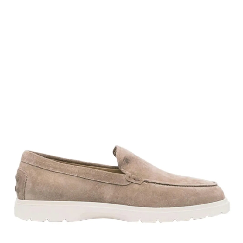 Tod's Loafer Suede Slip-On Loafers With Textured Grip Sole Neutrals