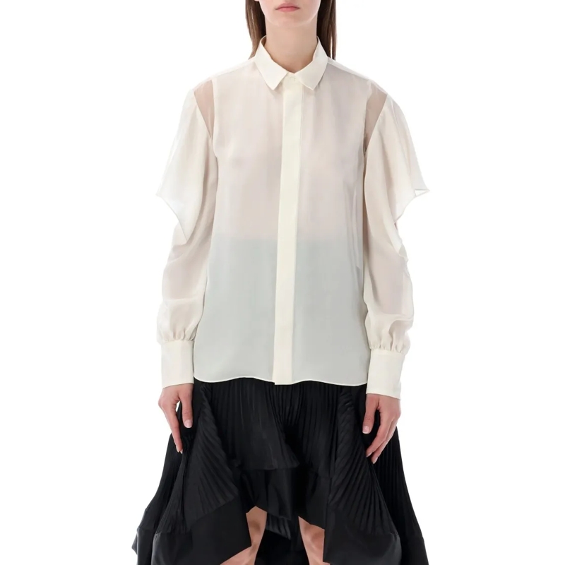 Sacai Hemd Satin Ecru Shirt Black