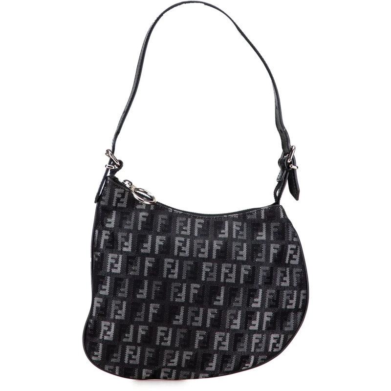 Fendi Sac à bandoulière Zucchino Denim Oyster Shoulder Bag schwarz