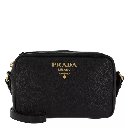 Prada Logo Crossbody Bag Calf Leather Black Crossbody Bag