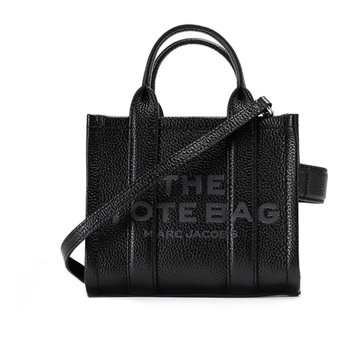 Marc Jacobs Tote Leather Handbag With Front Logo Black