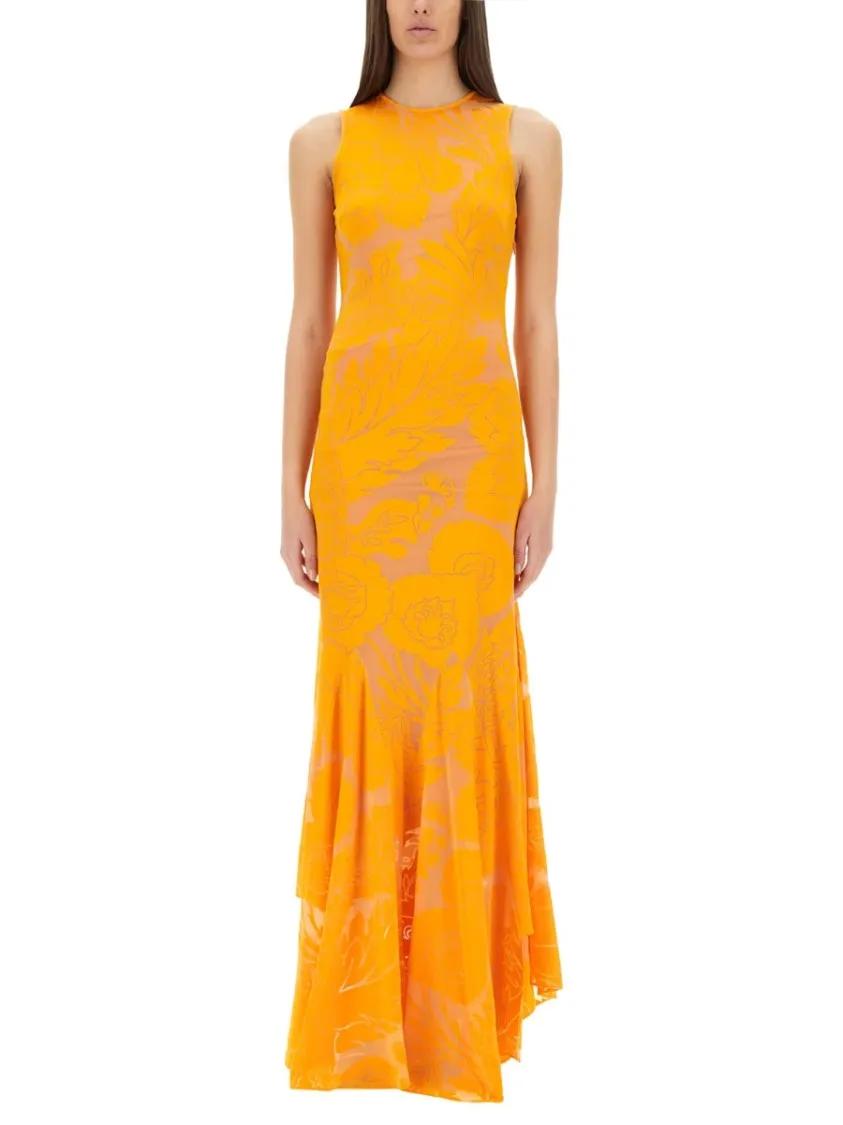 Thumbnail - Etro - Dévoré Stretch Jersey Dress With Cut-Out - Größe 42 - orange