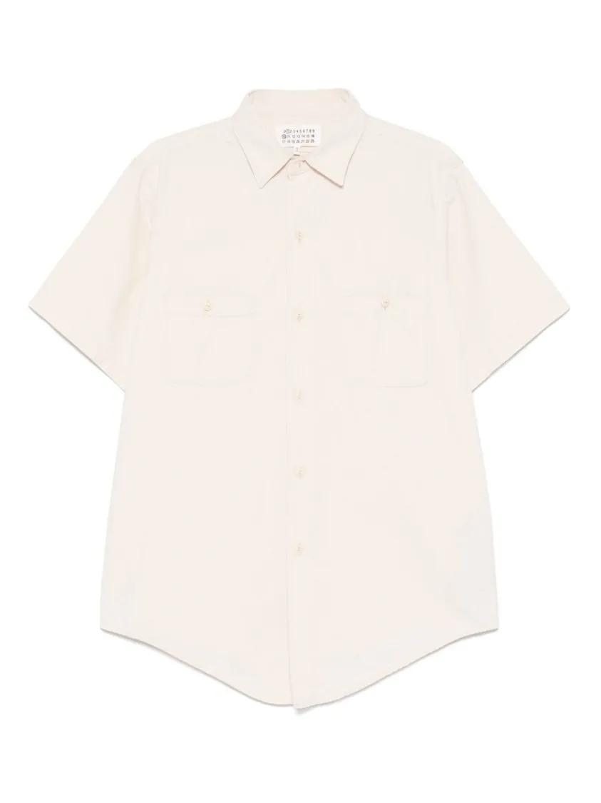 Thumbnail - Maison Margiela - Light Beige Short Sleeve Shirt With Chest Pockets - Größe 41 - beige
