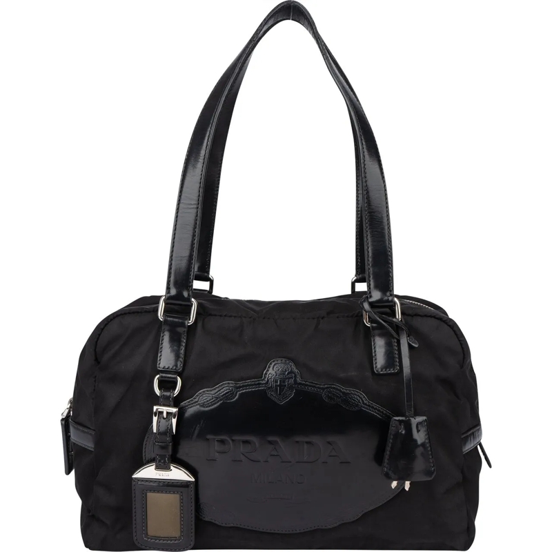 Prada Schultertasche Prada Black Nylon Milano Handbag schwarz