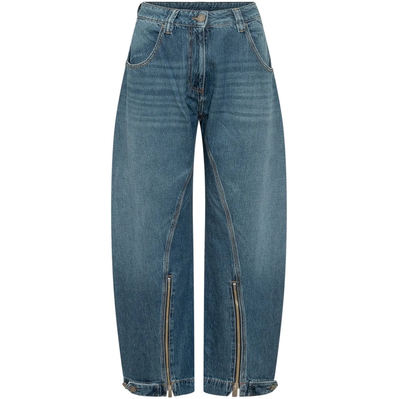 Pinko Jeans Boyfriend Pantaloni con Zip al Fondo blau