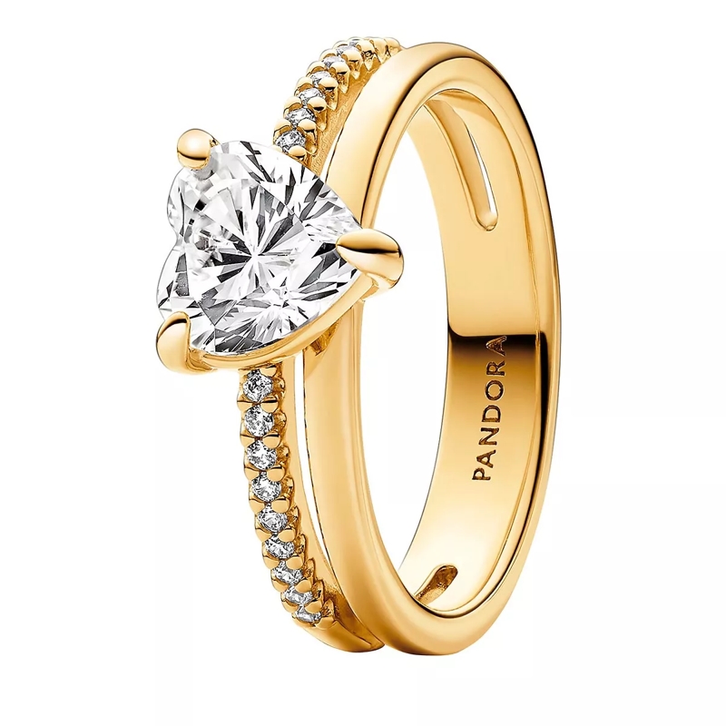 Pandora Ring Heart 14k gold-plated ring with clear cubic zircon Clear