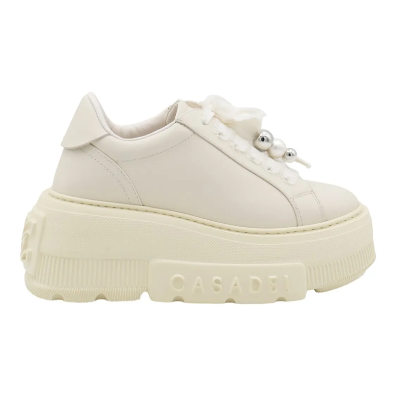 Casadei Low-Top-Sneaker Platform Sneakers With Sole And Embellished Laces Neutrals