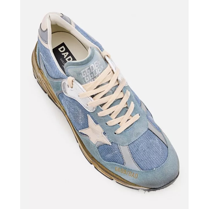 Golden Goose Running Dad Net And Suede Upper Leather Star And H Blue |  Low-Top Sneaker