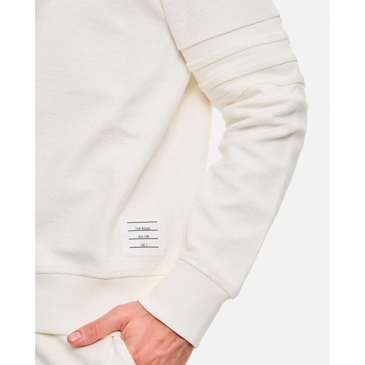 パーカー・フーディ Thom Browne Crew-Neck White Sweatshirt With Raised Seams Thom Browne | Shirts | Thom Browne Crewneck White Sweatshirt