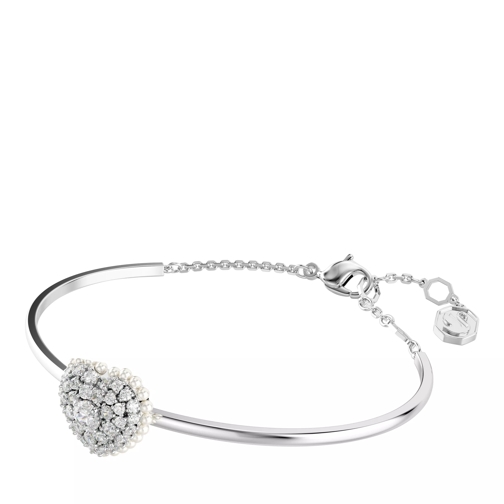 Swarovski Hyperbola bangle, Heart, Rhodium plated White Bracelet