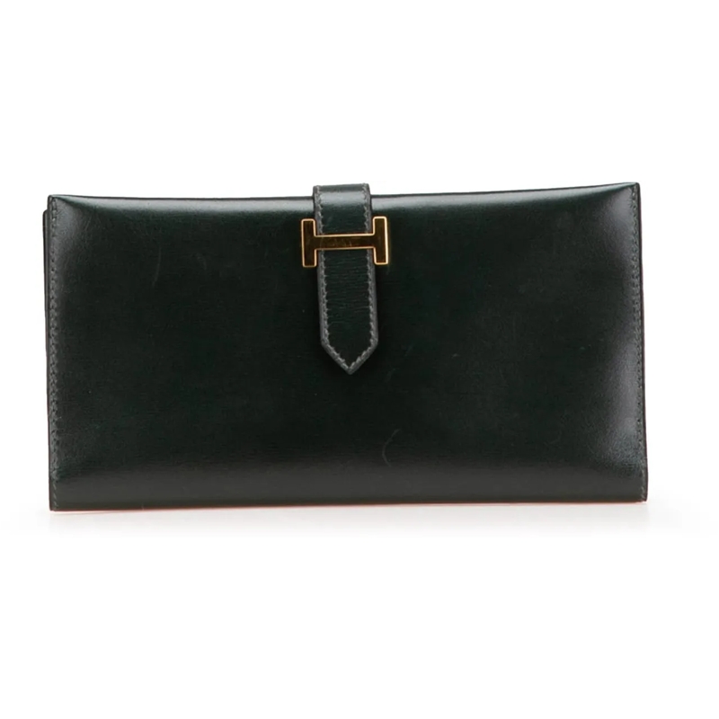 Hermès Geldbörse Box Calf Bearn Wallet grün