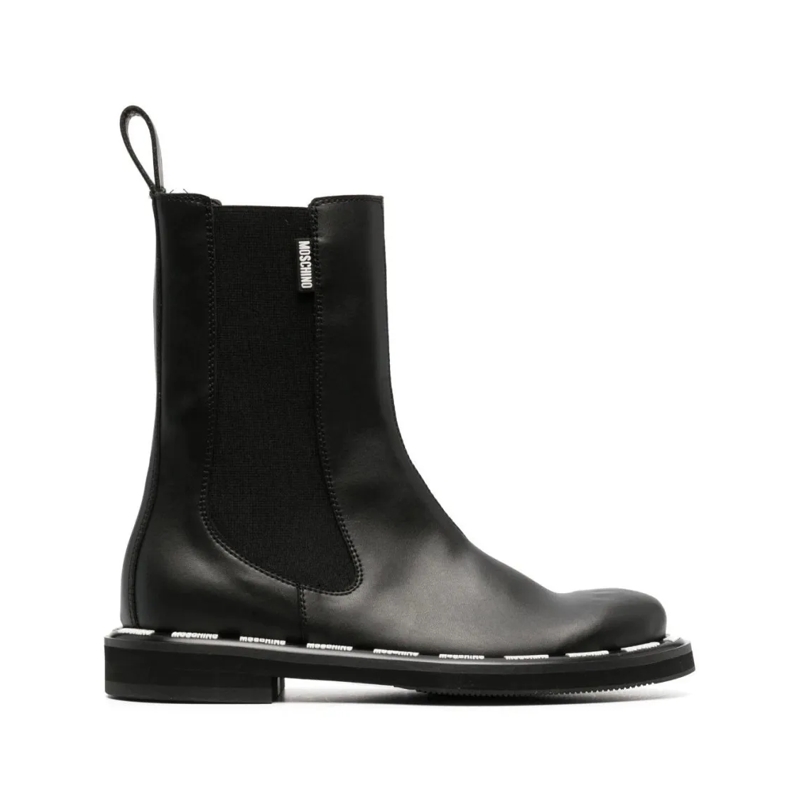 Moschino Bottes Rounded Toe Ankle Boots Black