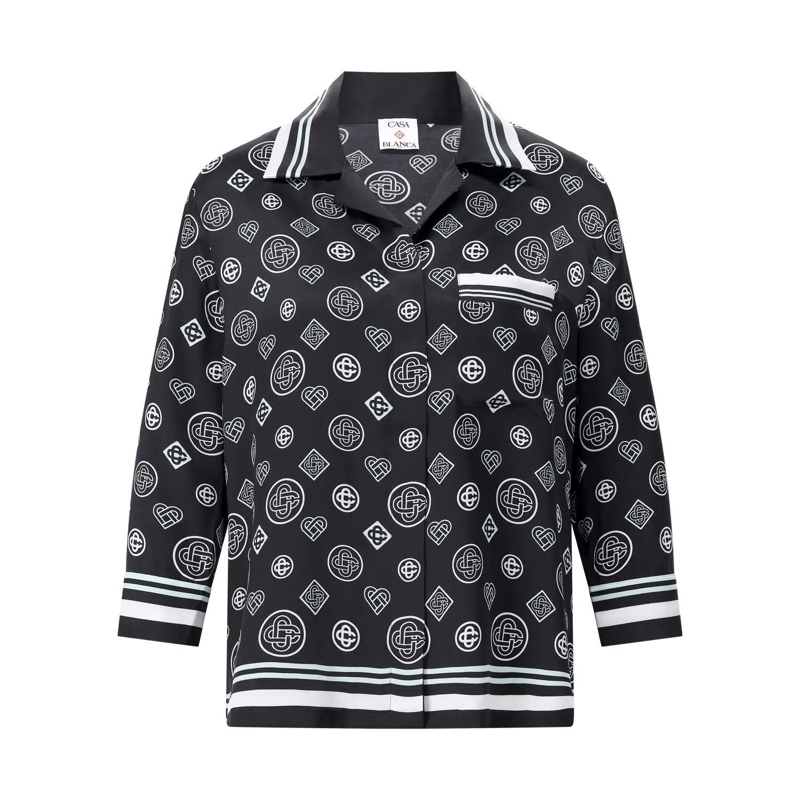 Casablanca Bluse Hemdbluse aus Seide Schwarz