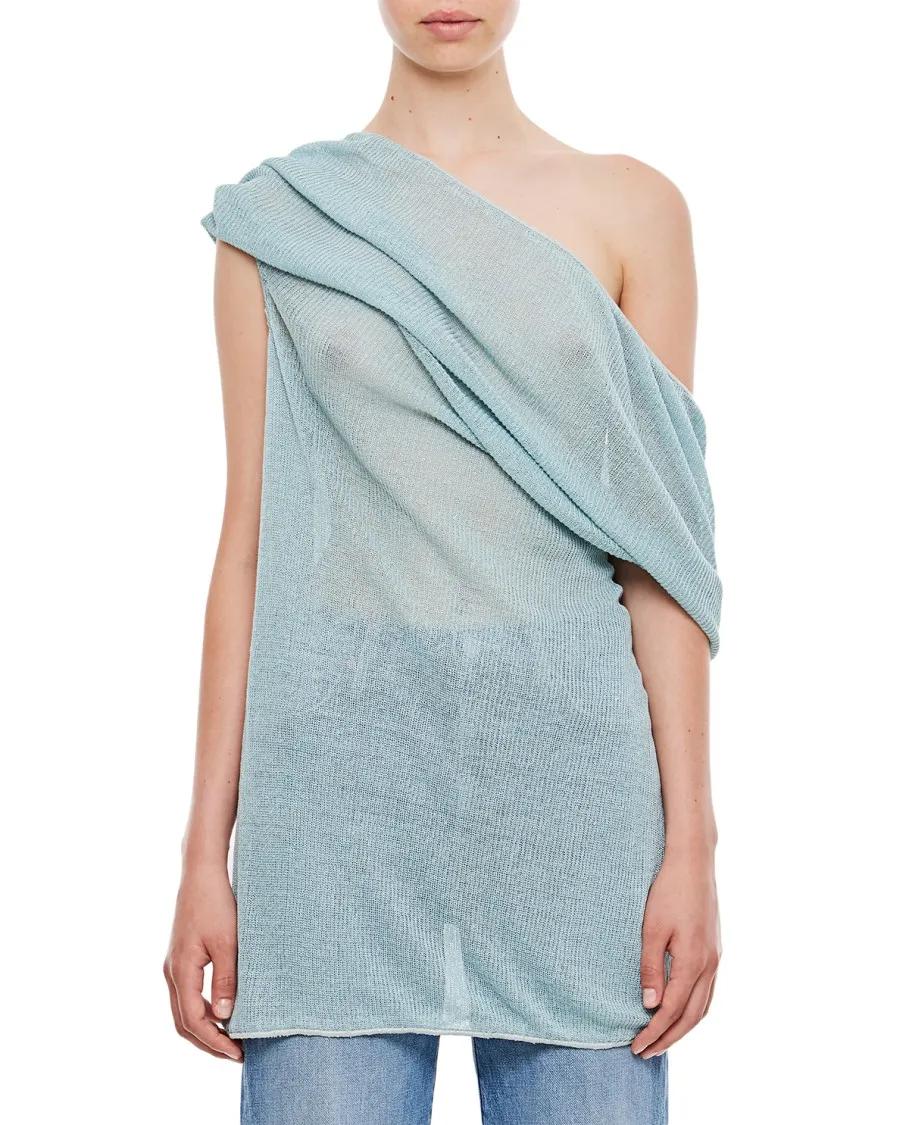 Vitelli - Membrane Linen Draped Top - Größe 1 - blau