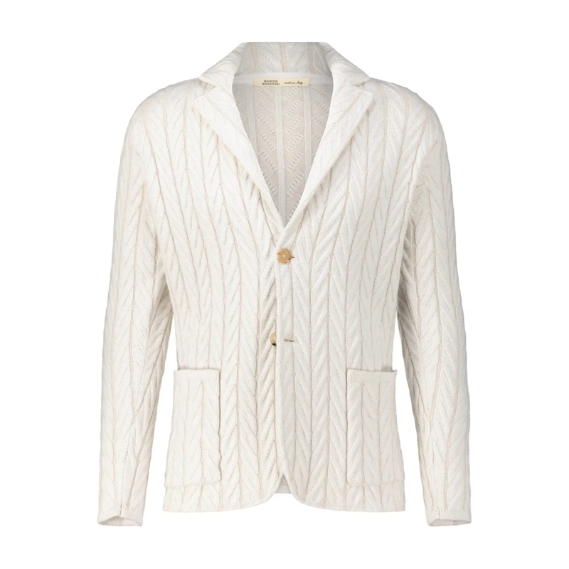 Maurizio Baldassari Anzugjacke Cardigan-Sakko aus Kaschmir Creme