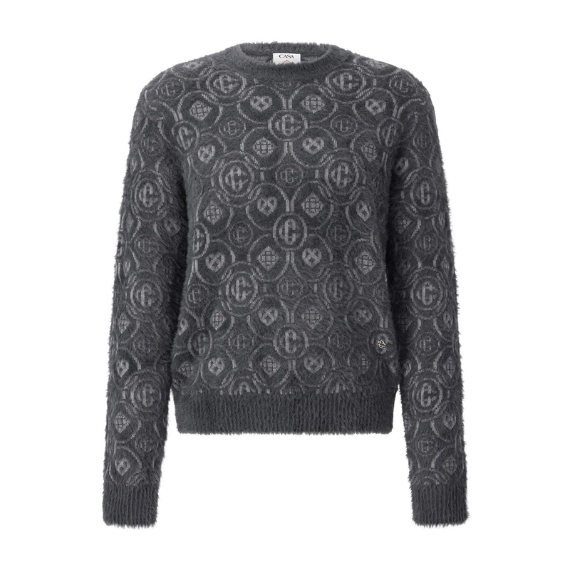 Casablanca Pullover Pullover mit Allover-Logo Dunkelgrau