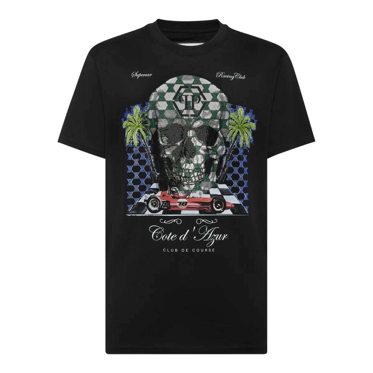 Thumbnail - Philipp Plein - T-Shirt Round Neck Ss Cote D Azur Stones - Größe L - schwarz
