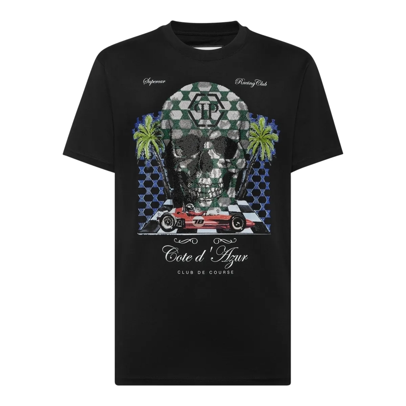 Philipp Plein T-Shirt T-Shirt Rundhalsausschnitt Mit Schmucksteinen schwarz