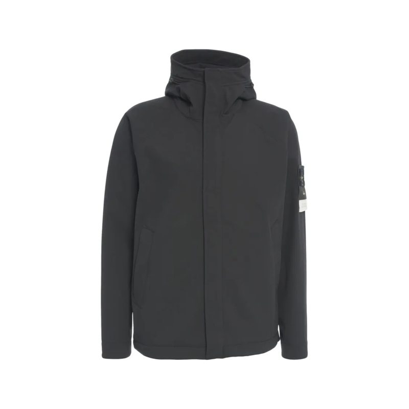 Stone Island  Technical Black Jacket With High Collar Black