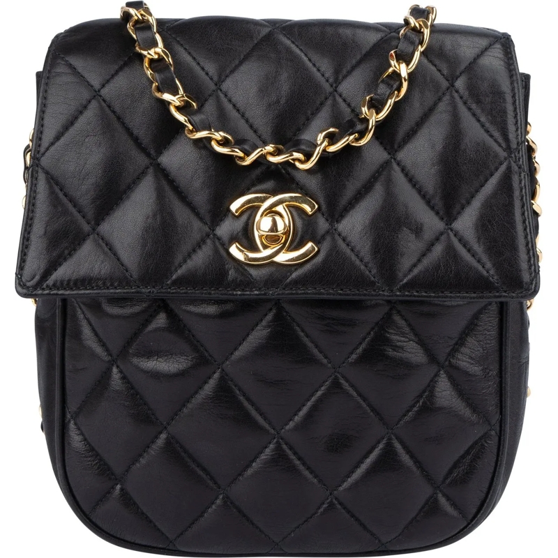 Chanel Sac à bandoulière Chanel Quilted Lambskin Single Flap Crossbody Bag schwarz