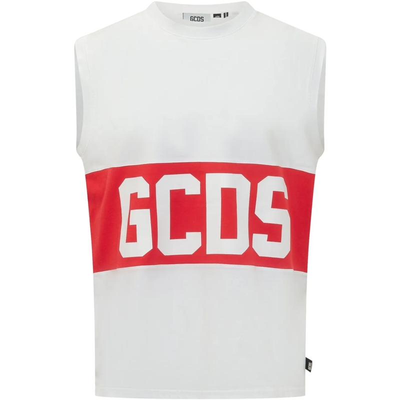 Gcds Top Canottiera con Logo Stampa Frontale weiß