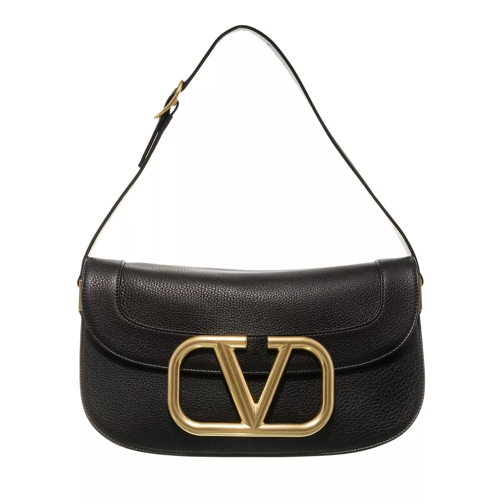 Valentino Garavani Large V-Logo Shoulder Bag  Black Hobo Bag