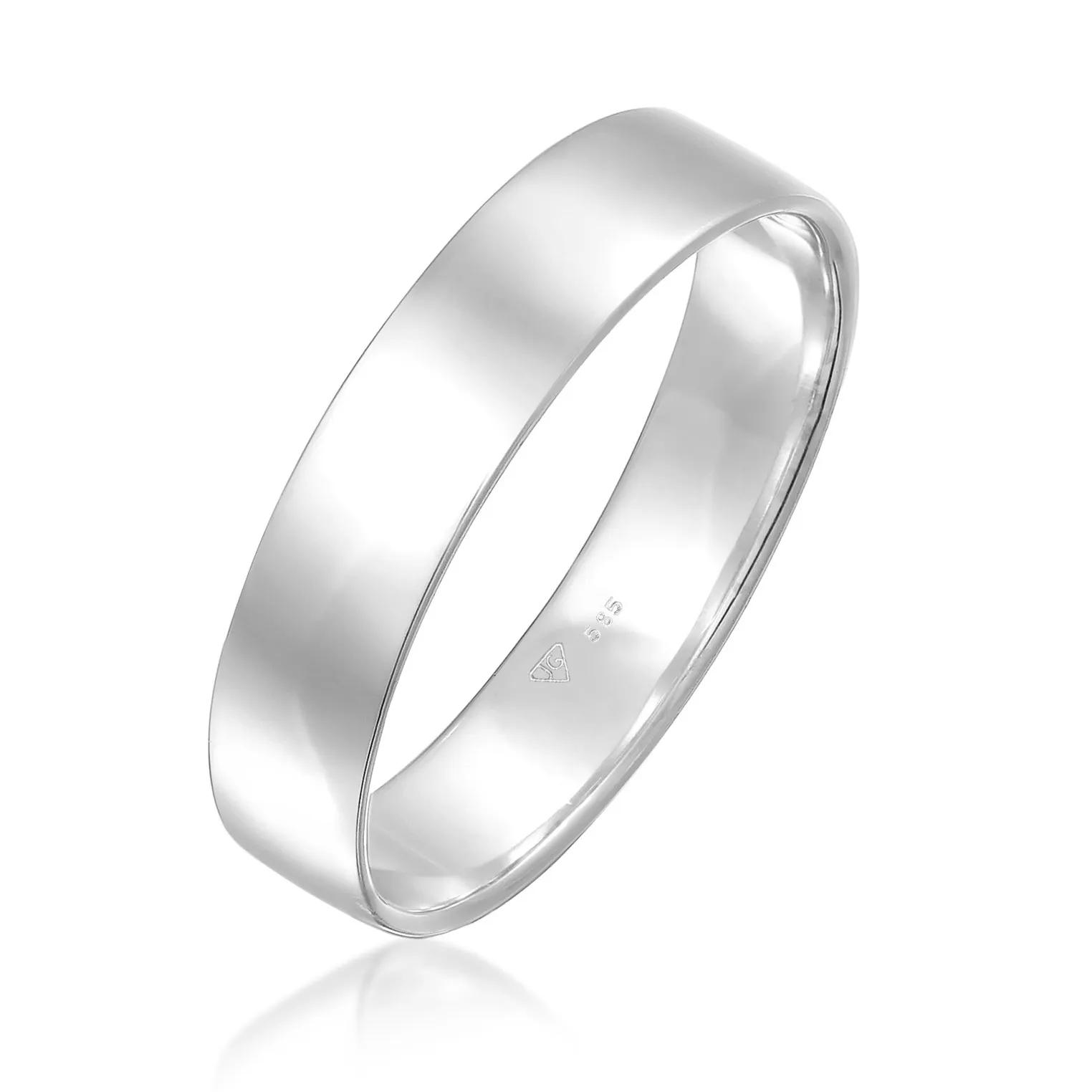 Elli Ringe - Ring Bandring Trauring Basic 585 Weißgold - Gr. 66 MM - in Weiß - für Damen