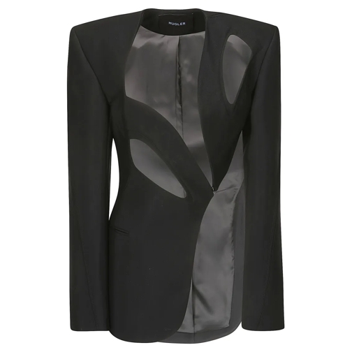 Mugler Blazer Jacket With Side Fastening And Cut Out Detail Black