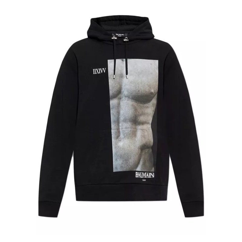 Balmain  Cotton Hoodie Sweatshirt Black