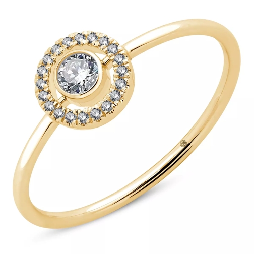 Pukka Berlin Round Halo Diamond Ring Yellow Gold Bague diamant