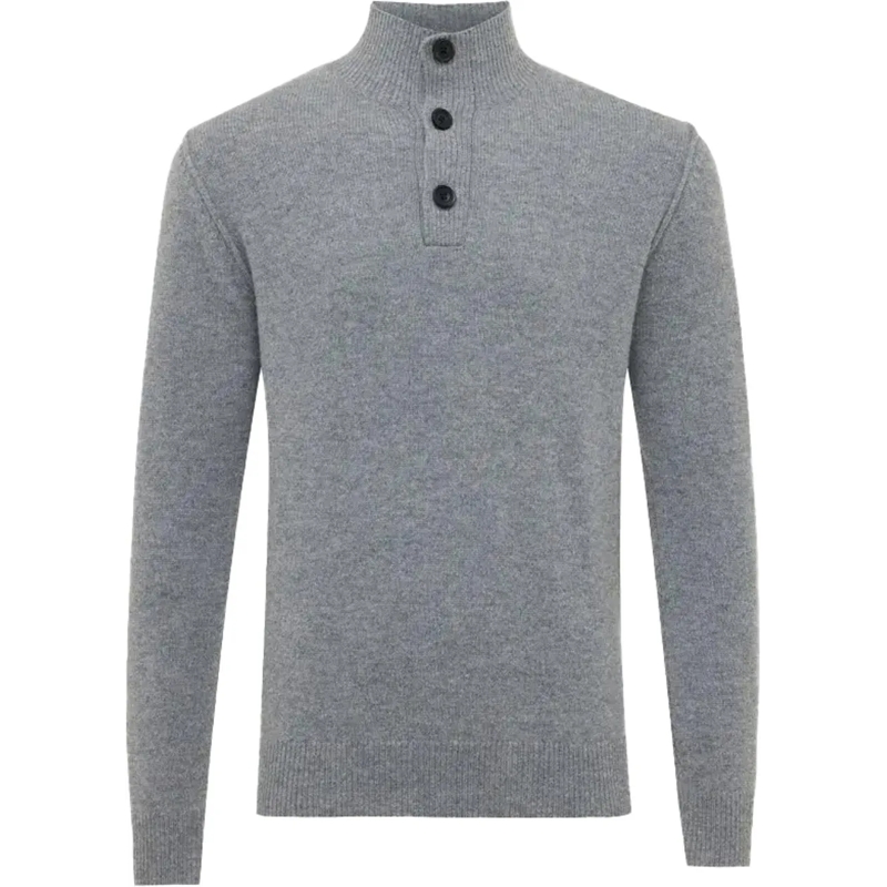 GENTI Pullover Turtleneck 3 Buttons Wol Grey grau