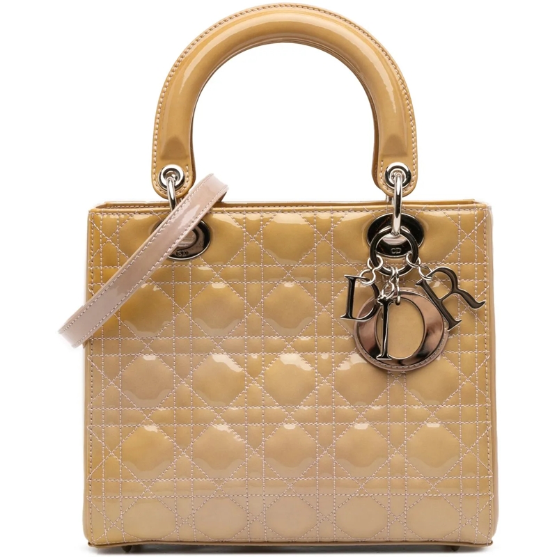 Christian Dior Schultertasche Medium Patent Cannage Lady Dior braun