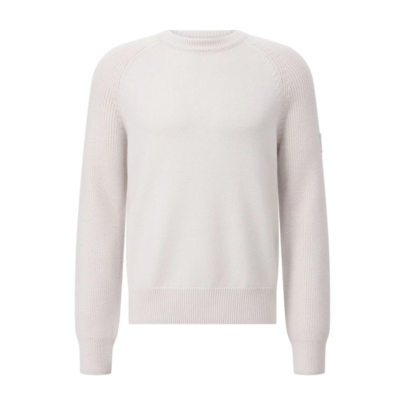 Belstaff Pullover Strickpullover mit Rundhalsausschnitt Hellgrau