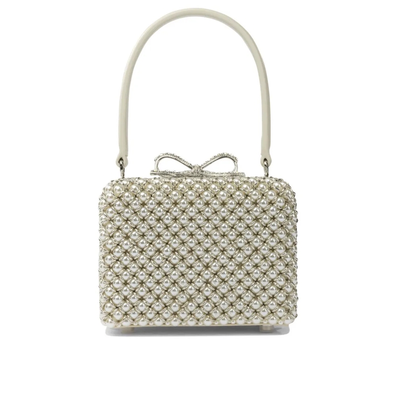 Self Portrait Sac à bandoulière Pearl Appliqué Handbag With Decorative Bow Grey