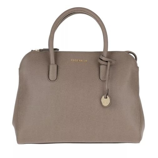 Coccinelle Clementine Saffiano Tote Taupe Rymlig shoppingväska