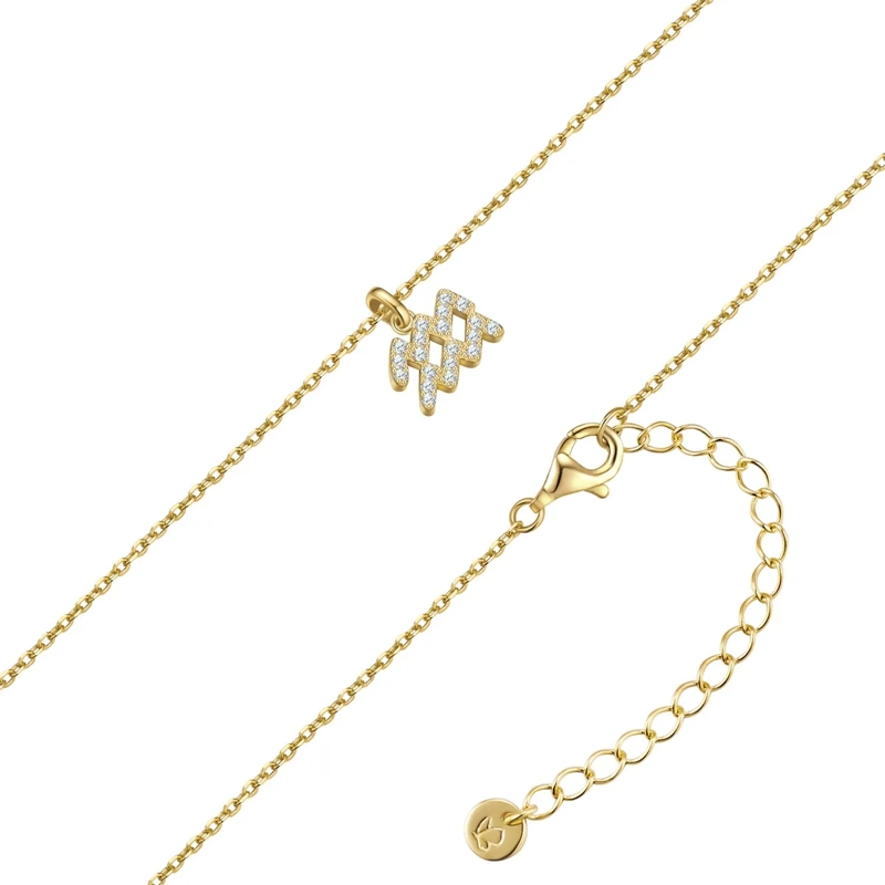 Glanzstücke München Mittellange Halskette Sterling Silber Halskette Zirkonia Sternzeichen Wa gold(Image 2)