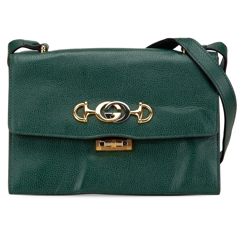 Gucci Schultertasche Small Leather Zumi Flap Crossbody grün
