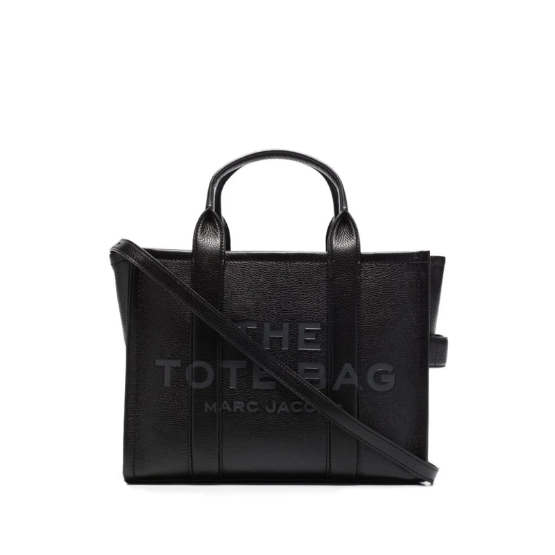 Marc Jacobs Fourre-tout Structured Black Leather Handbag With Rounded Top  Black