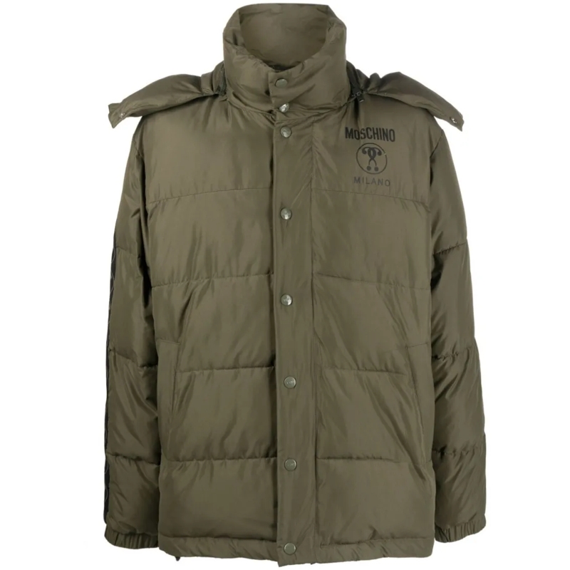 Moschino Daunenjacke Logo-Print Padded Jacket With Detachable Hood Grey