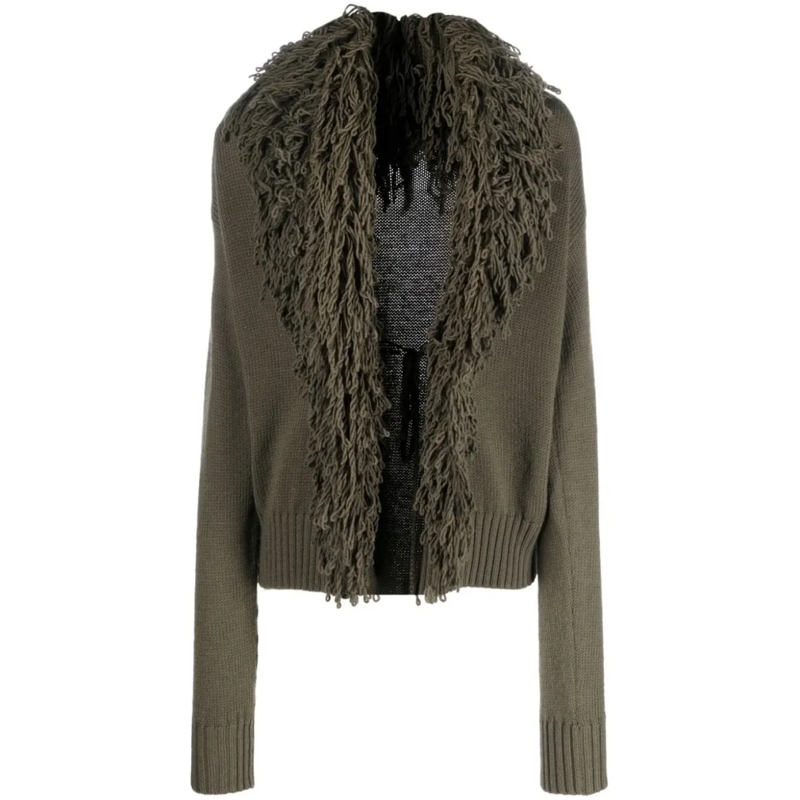 Blumarine Strickjacke Fringed Wool Cardigan Grey