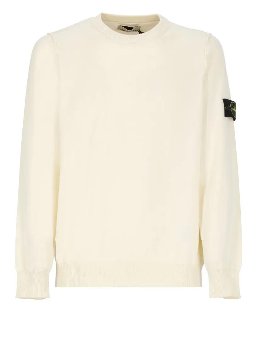 Thumbnail - Stone Island - Ivory Cotton Sweater - Größe S - beige
