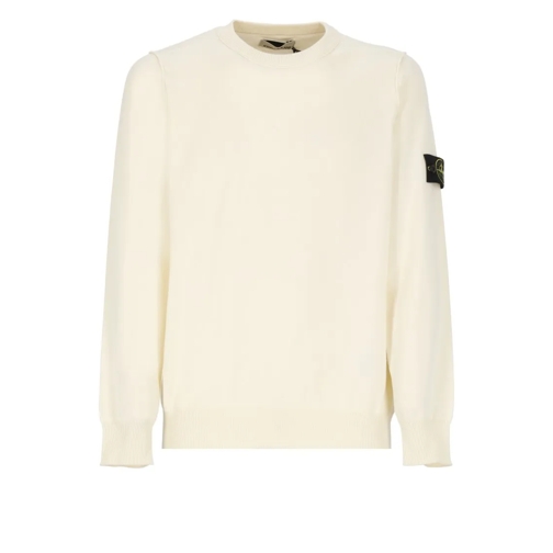 Stone Island Pullover Ivory Cotton Sweater Neutrals