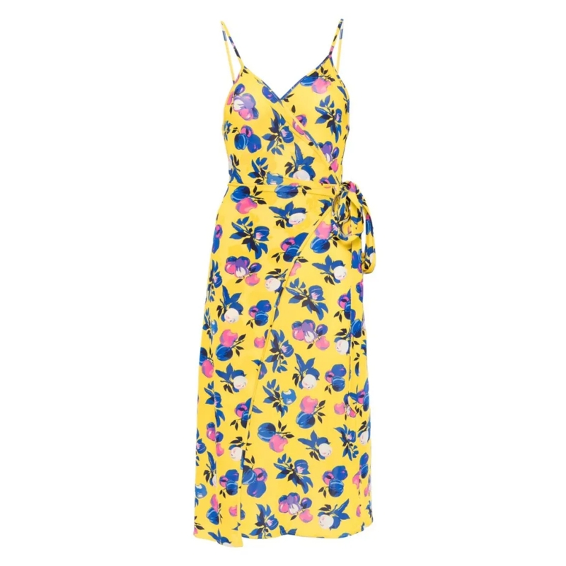 Coperni Midi-jurk Floral Print Midi Dress Gold