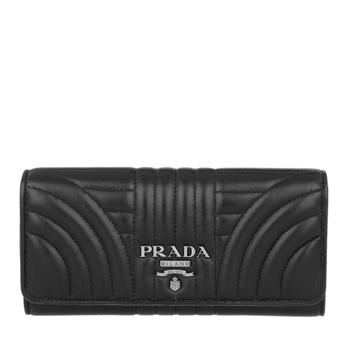 Prada Continental Wallet Leather Nero Portefeuille continental