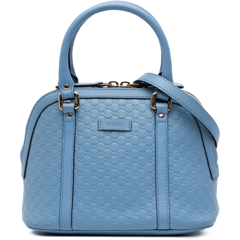 Gucci Schultertasche Mini Microguccissima Dome Satchel blau