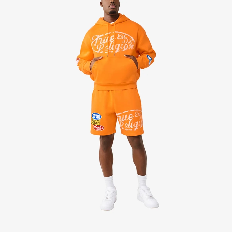 True Religion  - Kapuzenpullover- Kängurutaschen- Logo-Patch-  orange(Image 2)